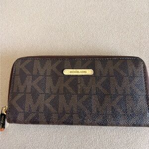 Michael Kors Dark Brown Logo Clutch